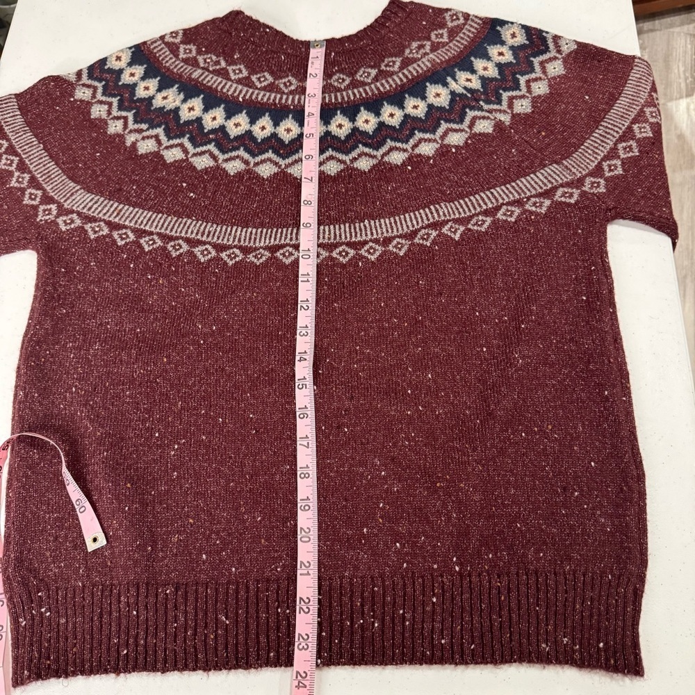 Original Weatherproof Vintage Fair Isle Sweater Burgundy/Grey Women’s Size Large - Picture 6 of 8